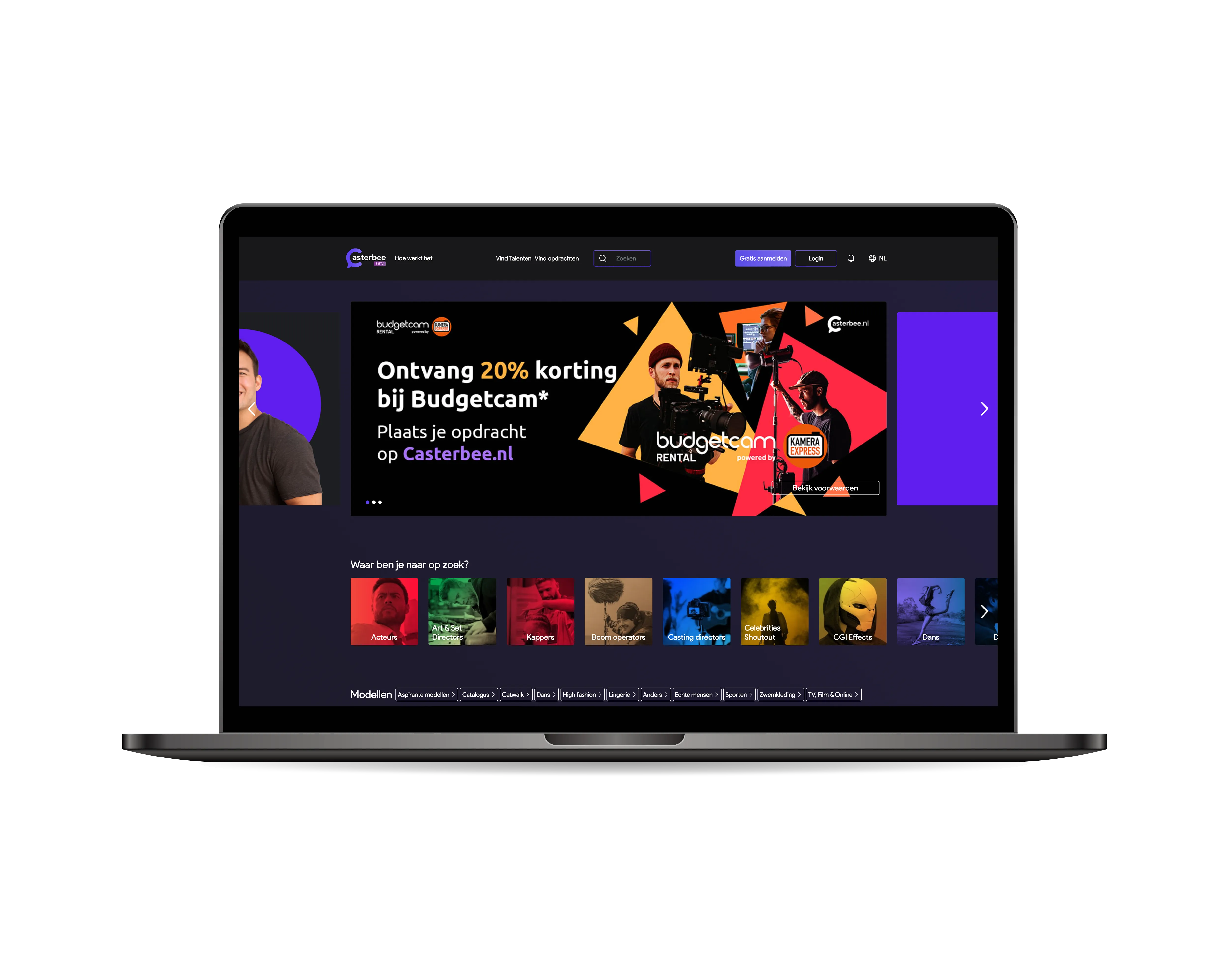 Casterbee boekingsplatform — home overzicht