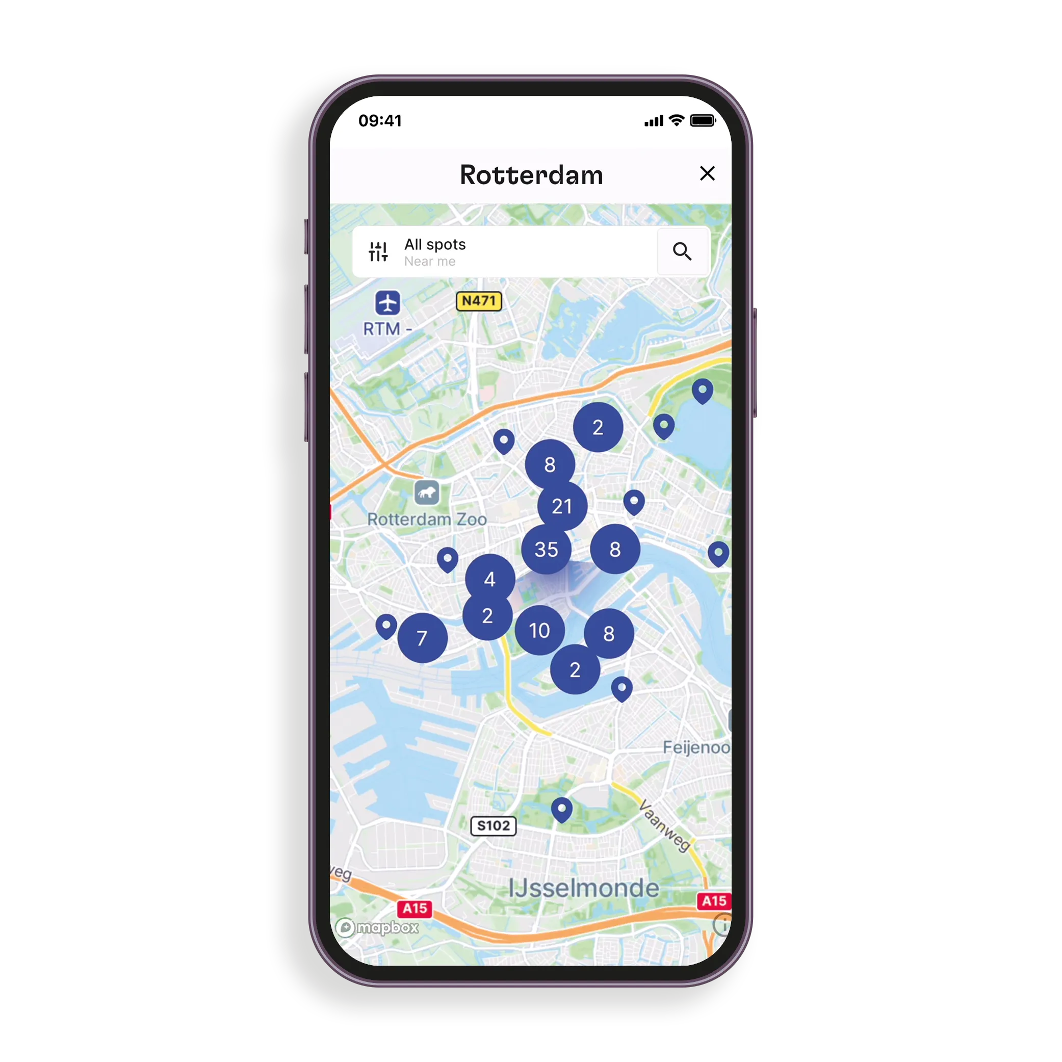 Spotted by Locals app — kaartweergave met tips