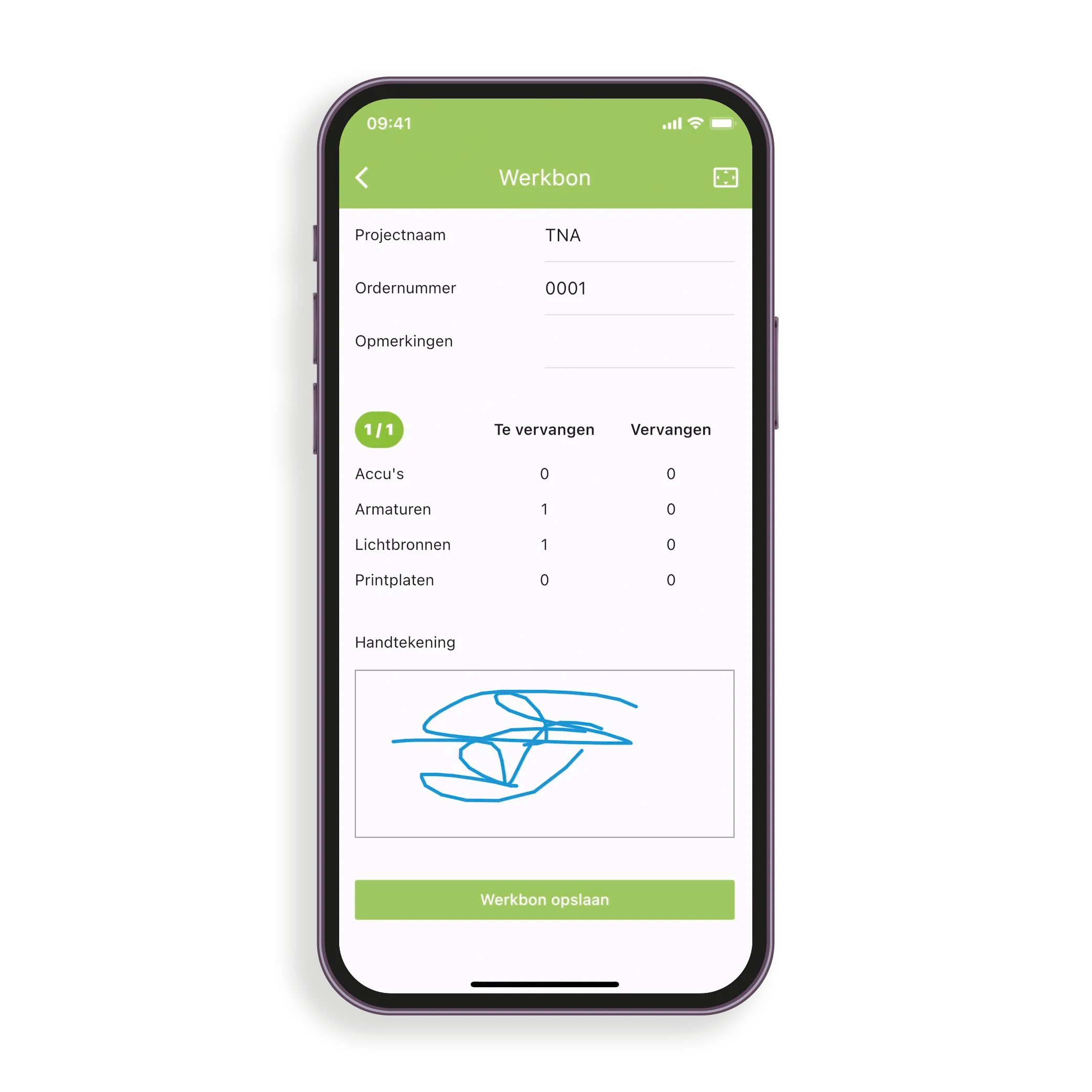 Mastercheck app — werkbon per inspectie
